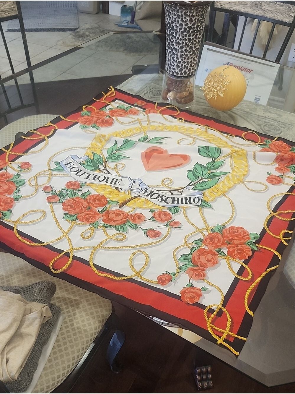 MOSCHINO BOUTIQUE Floral Print Logo with Heart and Boutique Moschino Silk Scarf